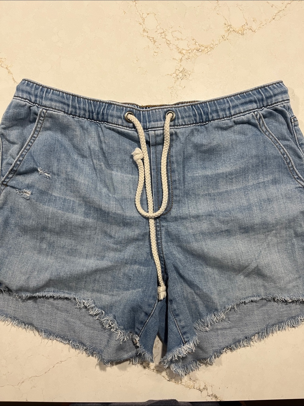 aerie Lightweight denim drawstring shorts